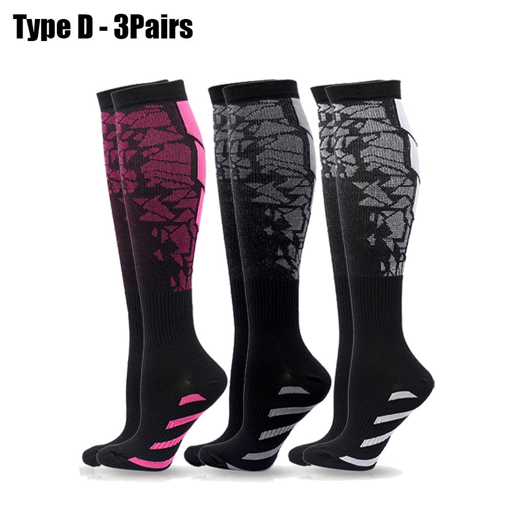 1/3/6 Pairs Sport Compression Stockings For Women Men Nursing Hiking Travel Flight Running Fitness Socks
