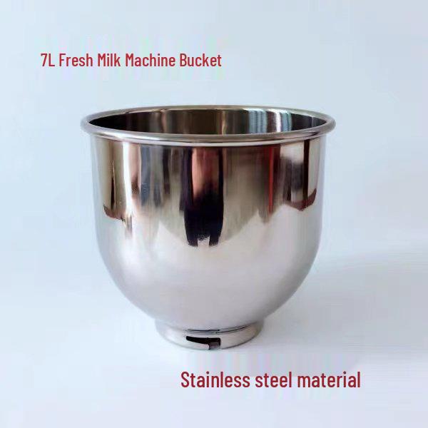 7L Stainless Steel Multi-Purpose Bucket: Fresh Milk, Chef Machine, Mixing, Dough, Egg Beating - Includes Pot & Lid.