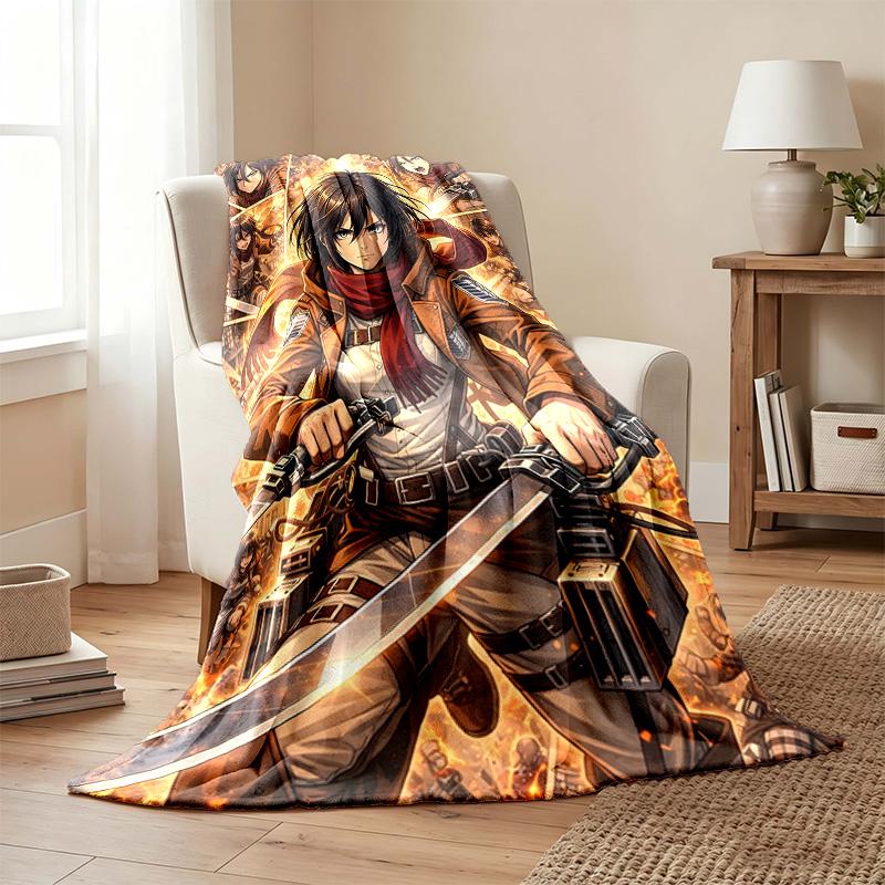 Attack on Titan blanket Flannel Blanket Soft Cozy Plush Throw for Sofa Bed Lightweight Home Decor