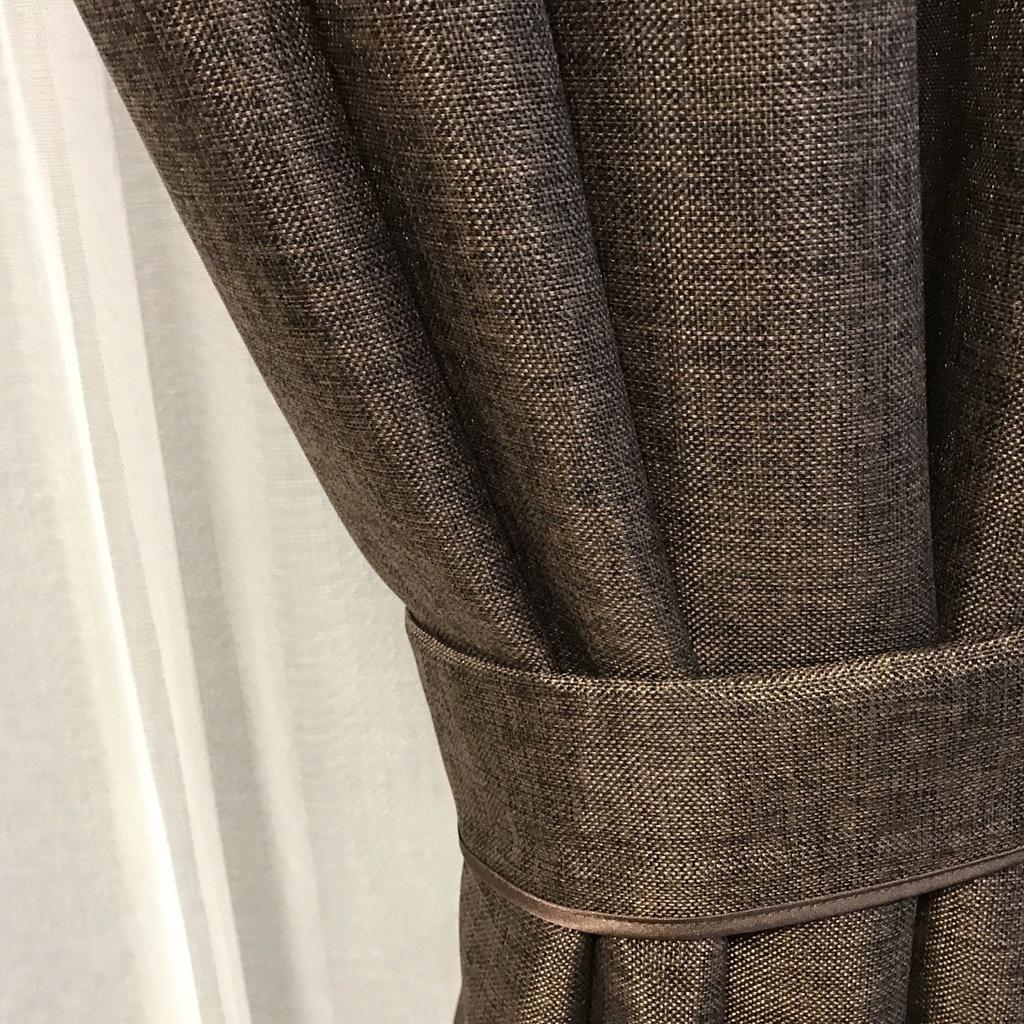 Leinen-Ösenvorhang-Set Luxus-Verdunkelungsvorhänge Modern Prägnante Vorhänge Wohnzimmervorhänge ALBO 200x260cm 2tlg