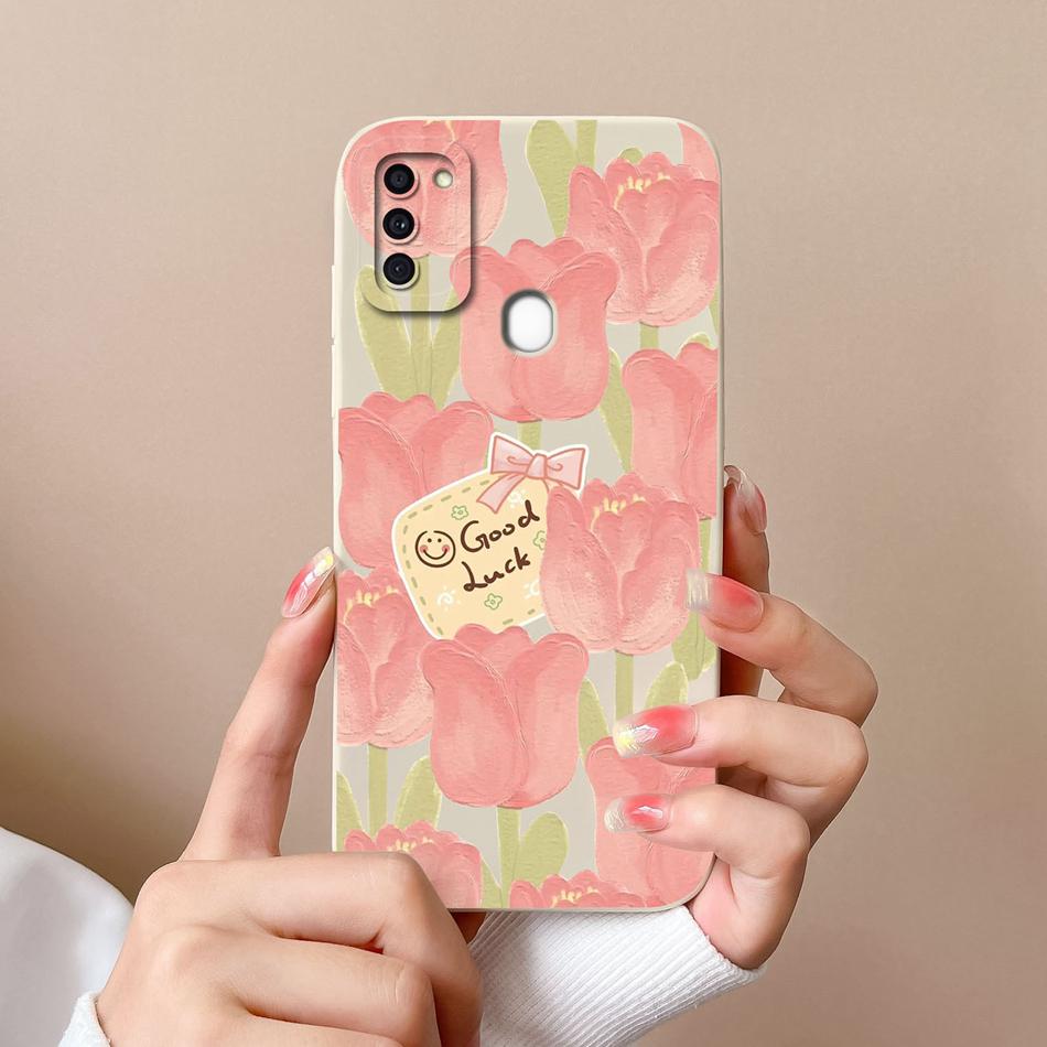 Case For Samsung A11 Flower Soft Liquid Silicone Durable Lens Protection Phone Back Covers For Galaxy A 11 Funda Coque For Woman
