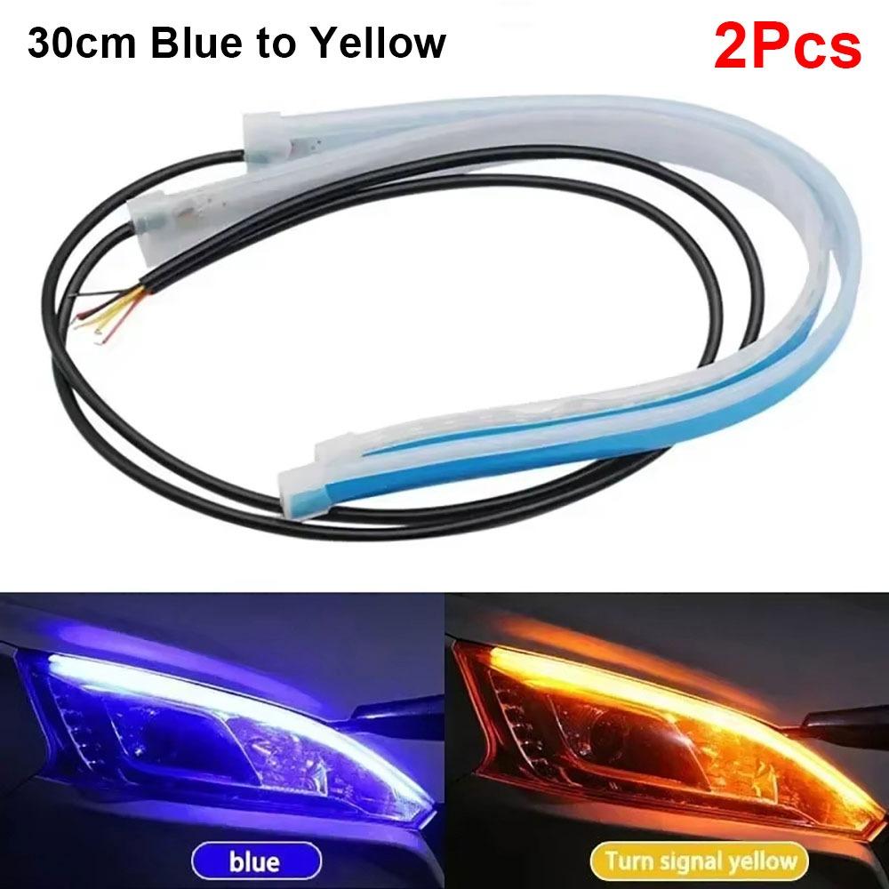 1/2Pcs 30cm DRL LED Strip RGB Turn Signal Durable Auto Headlights