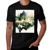 Mountain Geometric Shapes Watercolor TShirt Relaxed Casual Short Sleeve Tee