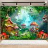 Fantasy Wonderland Jungle Mushroom House Fairy Tale Magic Photography Background Children's Birthday Party Decoration Background