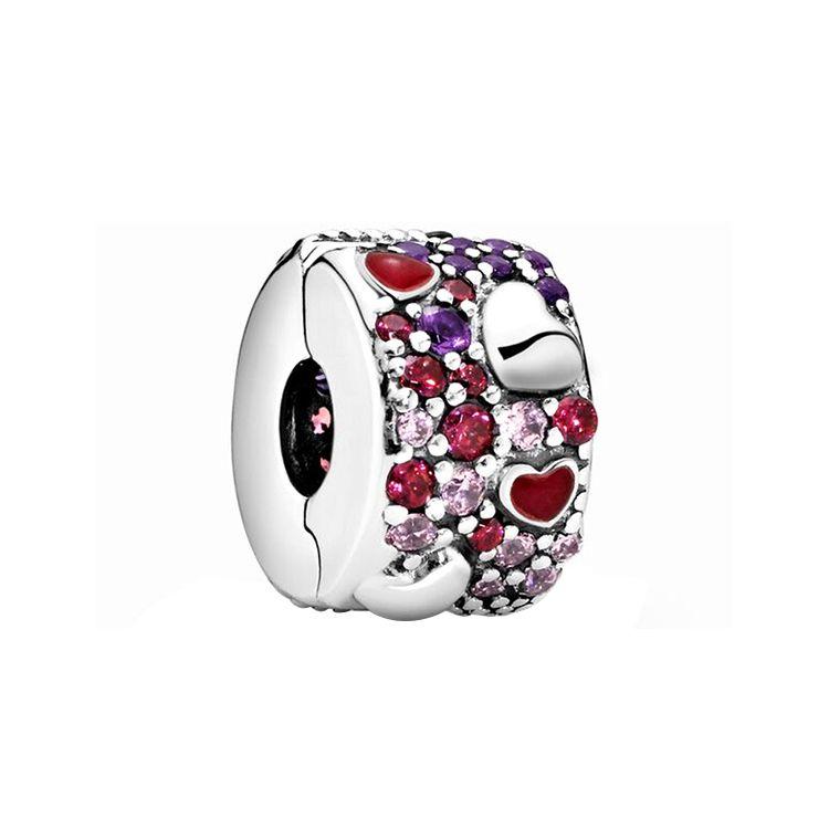 Pandora Heartfelt Romance Fixed Clip Charm Women Jewelry 797838CZRMX Silver