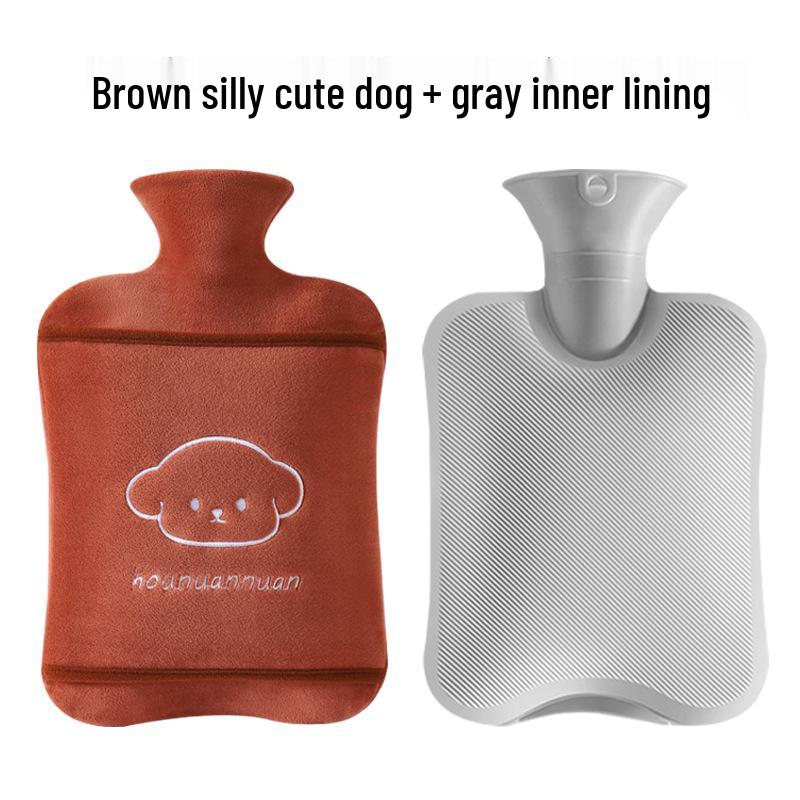 Thickened Velvet Hot Water Bottle with Hand Inserts for Warmth and Anti-Scald Heat Therapy.