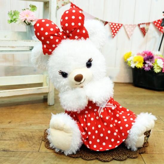 cushu cush UniBear Costume Red Polka Dot Sleeveless Dress Ribbon Size Small &