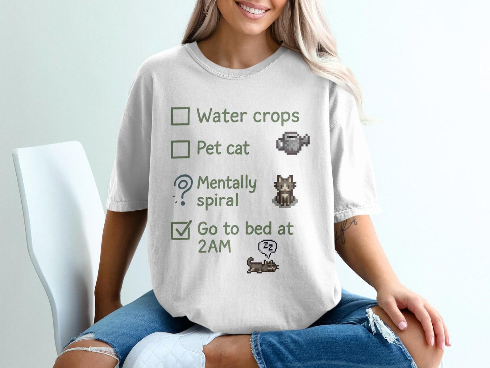 Stardew Valley T-Shirt Funny Gamer Checklist Tee, Indie Game Shirt Stardew Merch, Stardew Valley Gift, Cozy Gaming Shirt, Pixel Art Shirt 2XL
