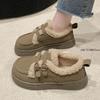 Fashion Women Clogs Platform Round Toe Loafers With Fur Casual Winter Retro New Slip-on Solid Rubber Buckle Female Sneakers Creepers Str