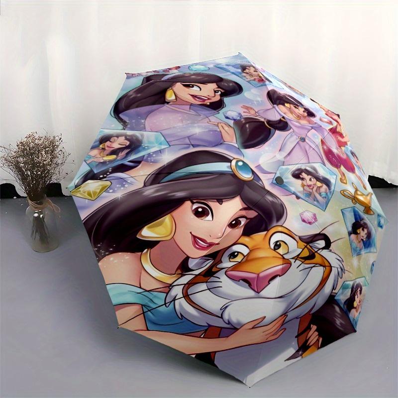 Aladdin Princess Jasmine Automatic Opening and Closing Umbrella, Lightweight 3-Fold, With Cute Cartoon Characters, Suitable for Home, Outdoo