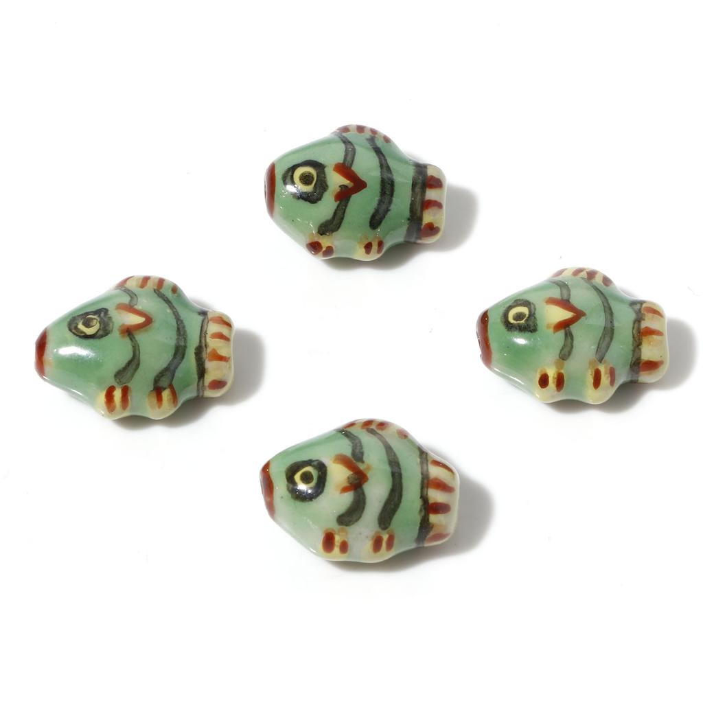 5PCs Cartoon Fish Shaped Ceramic Beads Hand Painted Ceramic Pendant Porcelain Beads For DIY Jewelry Making Accessories 15x12mm