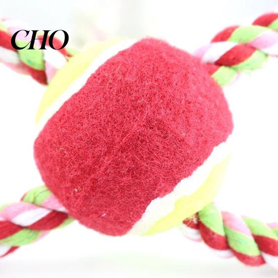 High-strength Dog Rope Toy Pet Toys Figure-8 Shape Interactive Chewing with Built-in Tennis Ball Durable Natural Anxiety Relief Cotton Tug of War for