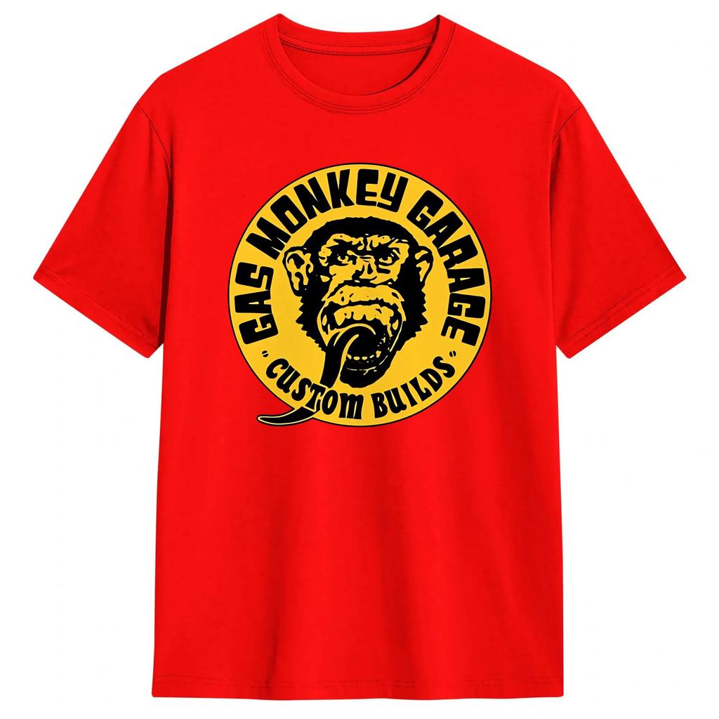 Monkey Gas Garage Unisexs T Shirts Awesome Tee Shirt Short Sleeve Crewneck TShirts Cotton Original Clothes