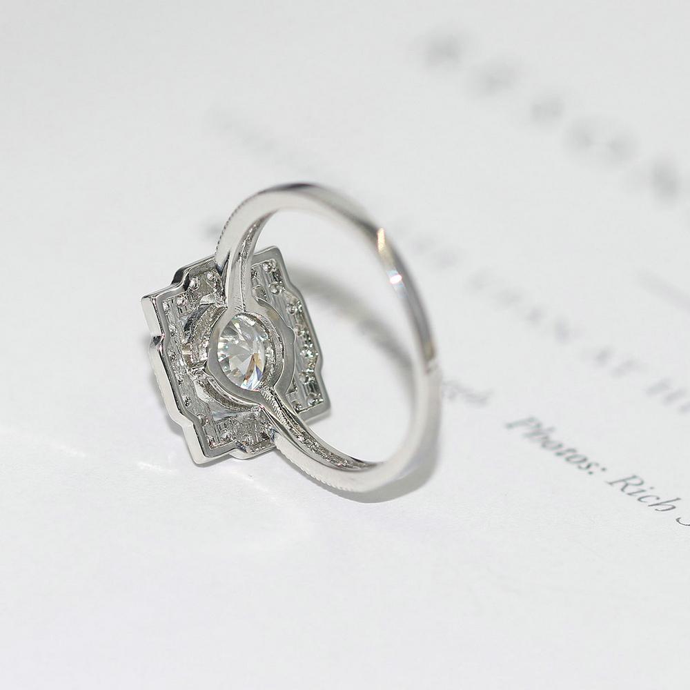 INS TK Fashion Geometric Rings For Women Exquisite Shiny Cubic Zirconia Silver Color Wedding Engagement Fashion Jewelry Gift