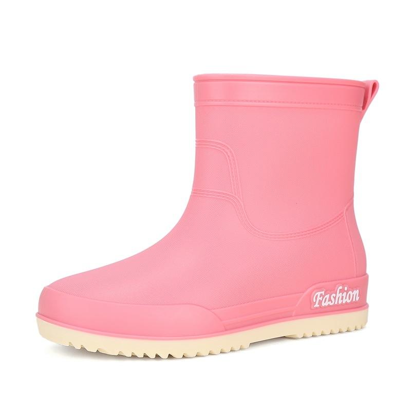 rain shoes women's adult short water shoes non-slip waterproof boots wear-resistant four-season students versatile solid color warm rain boots women