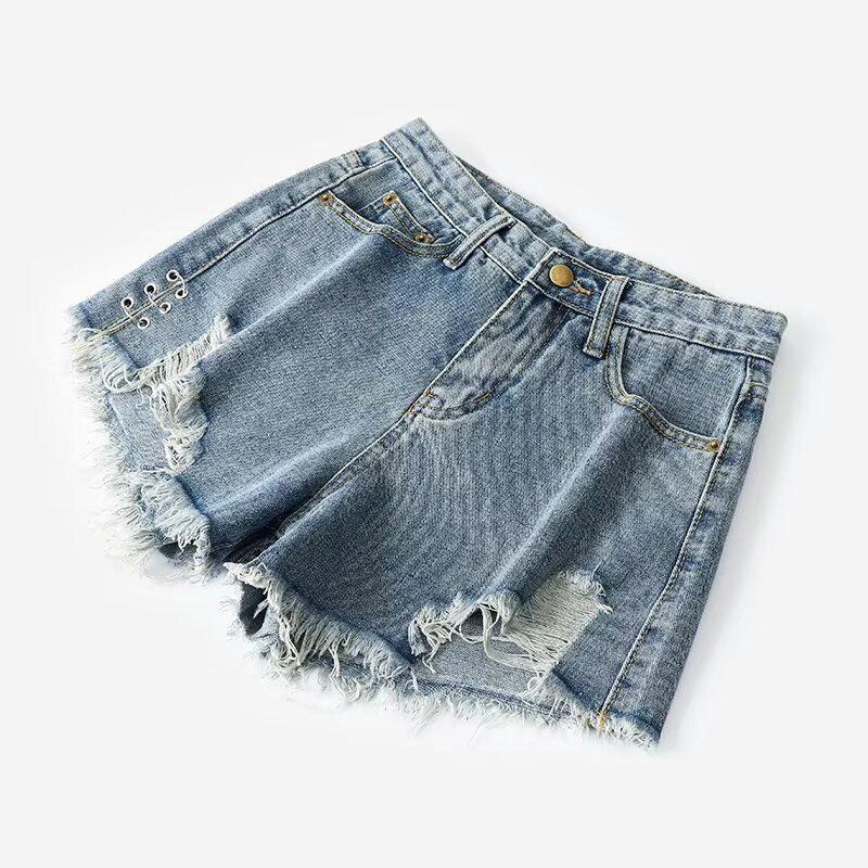 

Женская мода 2025 года: Свободные рваные сексуальные джинсовые шорты А-силуэта M: Height 155-165CM (95-108 Jin)
