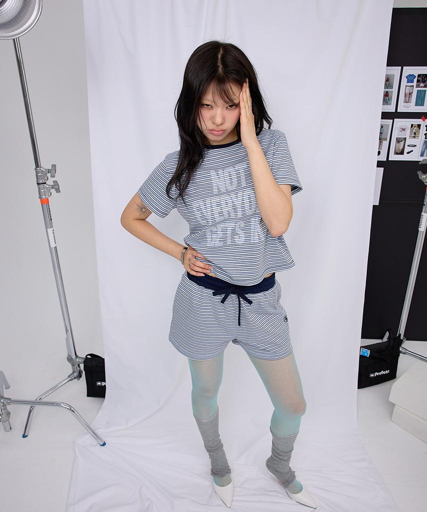 EEERRR Not Everyone Stripe Set-Up Short Pants (Skyblue)
