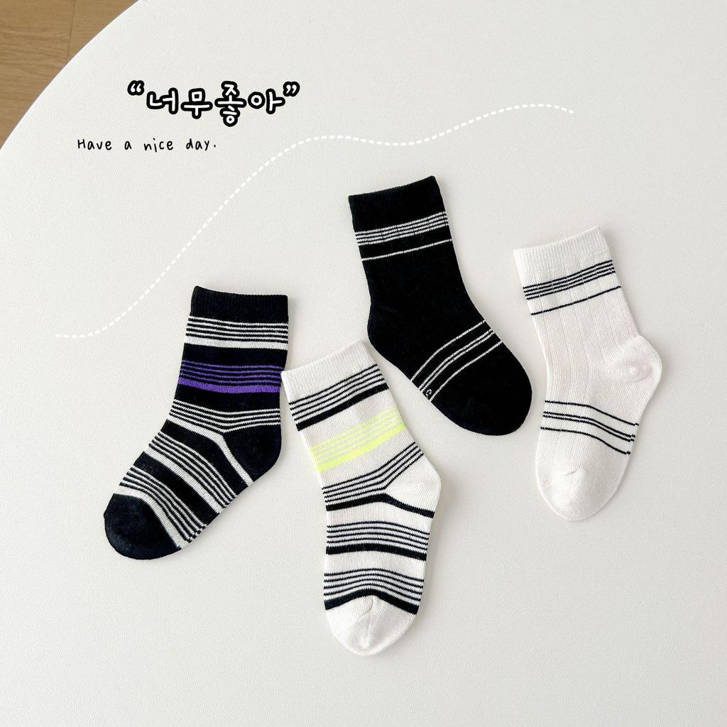 Дитячі осінні шкарпетки до середини гомілки з мультяшними горошками - Універсальний корейський стиль для хлопчиків та дівчаток