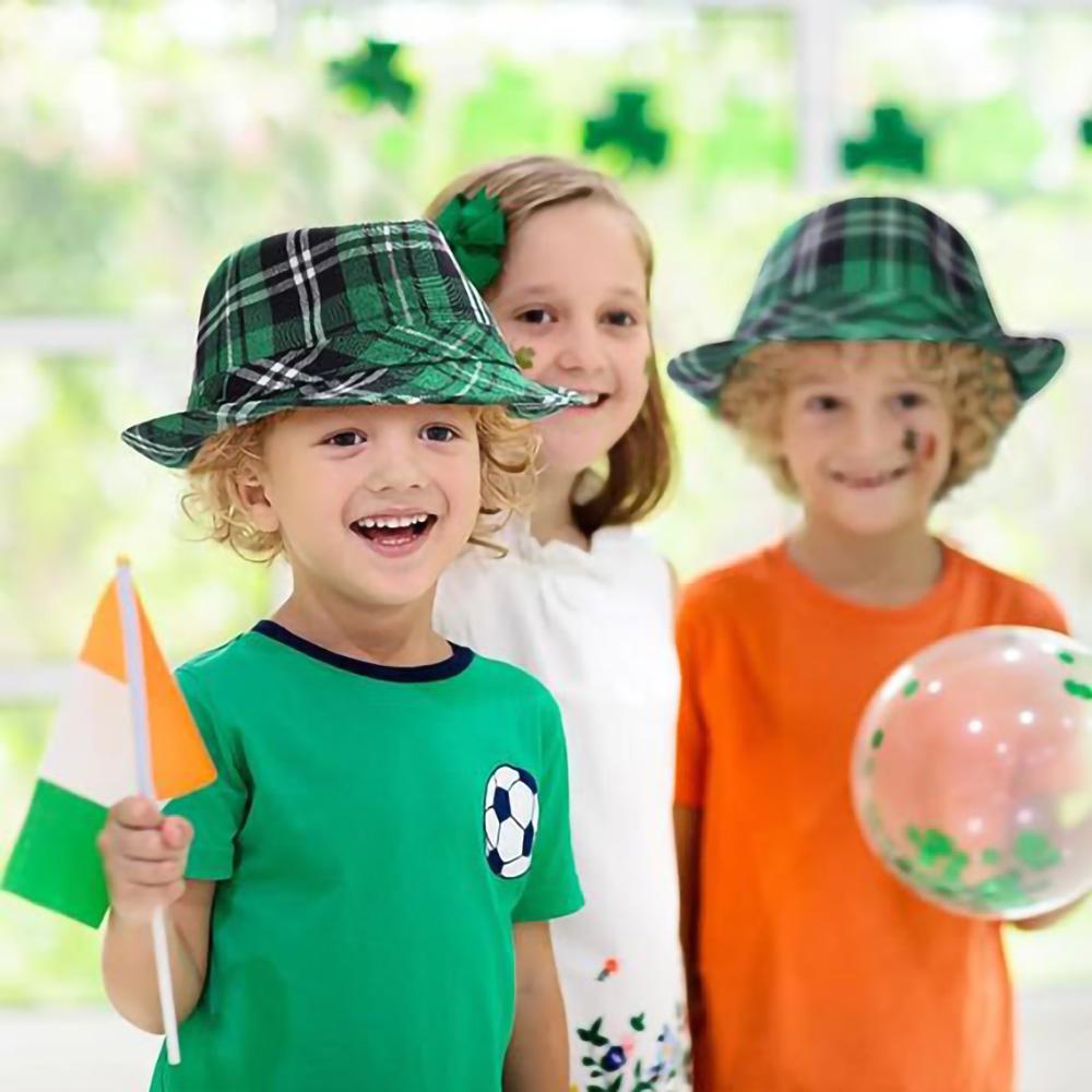Saint Patricks Day Top Hat Holiday Fake Beard Green Celebration Costume for Irish Festival Birthday Party Decor Supplies Cosplay