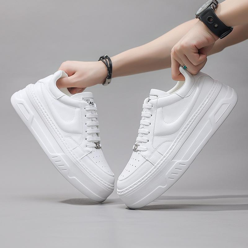 Herrskor Air Force One European Station nya tjocksulade snörskor muffin-skor herr fritidssport höjande vita skor