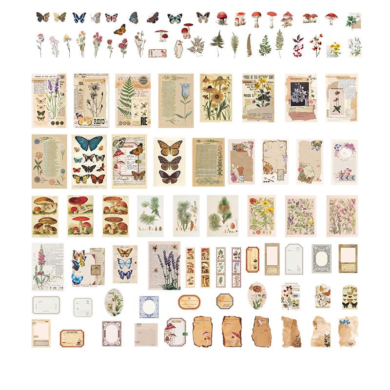 200 Pcs Vintage Clip and Paste Memo Pad Scrapbooking Diary Album Lable Material Decorative Stationery Craft Background Paper