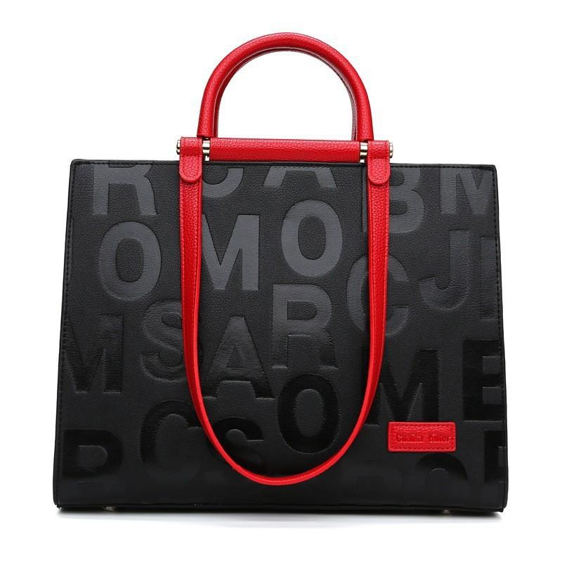 

Women s handbag fashion European beautiful women s bag simple letter embossed bag women s large-capacity commuter tote bag