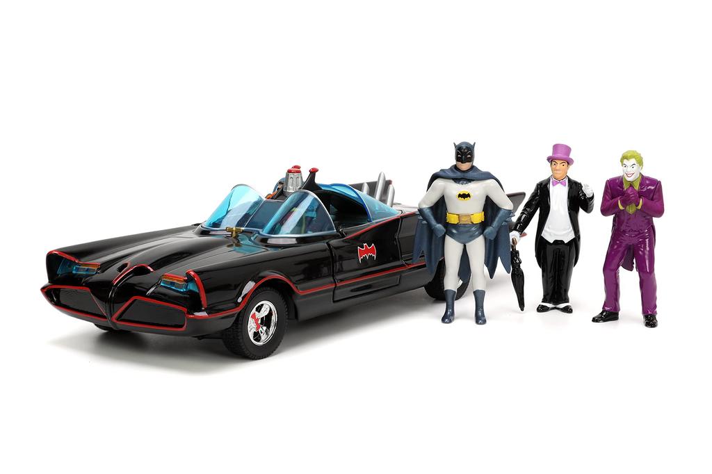 1966 Classic Car Diecast Batman Figure Batman TV Series Rides Diecast Model Car Jada 33737 (1966) "Hollywood Series" 1/24