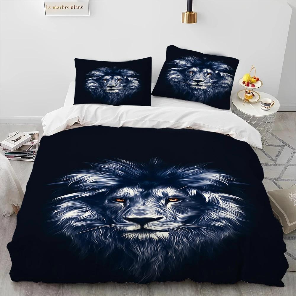 3-teiliges Bettwäscheset mit Tiger-, Leoparden- und Wolf-Tiermotiv, 3D-Druck, Bettbezug, Bettwäscheset, bequem, atmungsaktiv, Luxus-Bettlaken, Baumwollbettwäsche