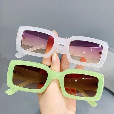 Gafas de Sol Retro Rectangulares Pequeñas Mujer Y Hombre Modernas Color Jalea Gafas de Sol Sombras Uv400 Hombre Cuadradas Verde Morado