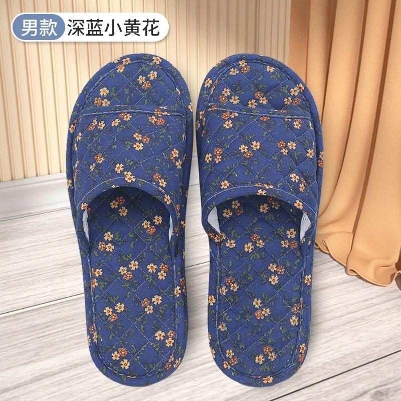 Flower pattern color matching cotton cloth bottom slippers home silent non-slip non-slip pad machine sewing light and versatile tide