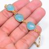 Blue Chalcedony Gemstone Handmade 925 Sterling Silver Bracelet 7-8" GK-7663