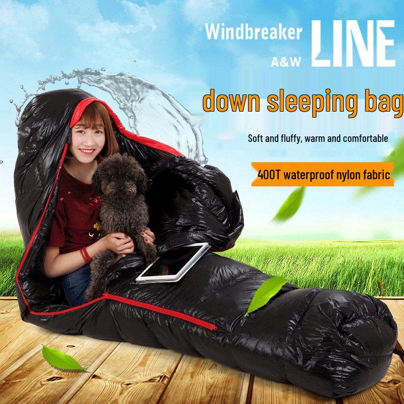 Adult Mummy Sleeping Bag -25°F for Camping and Travel, Duck Down