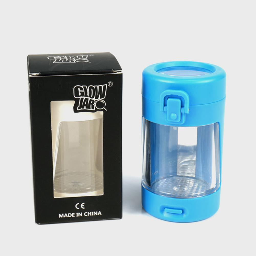 USB Rechargeable LED Lights Herb Container 50ml Moisture Proof Stash Jar with Magnifying Lid for Spices and Herbs
