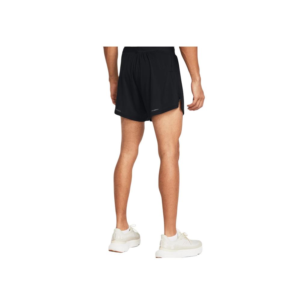 Under Armour Launch Elite Logo Print Solid Color Elastic Mid Waist Three Quarter Casual Shorts Men shorts Black 1382646-001