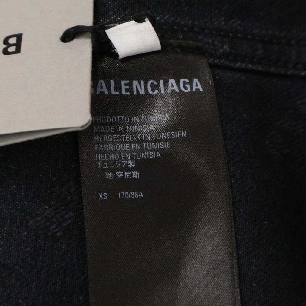 Balenciaga [/Inland Regulär] 675208 Gebrauchte BB Monogram Denimjacke XS schwarzGebraucht