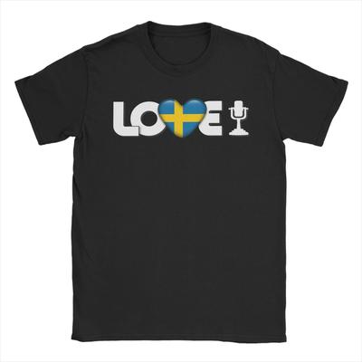 Love Sweden Eurovision Song Contest T-Shirts for Men  Fashion Cotton Tee Shirt O Neck Short Sleeve T Shirts Graphic Printed Tops