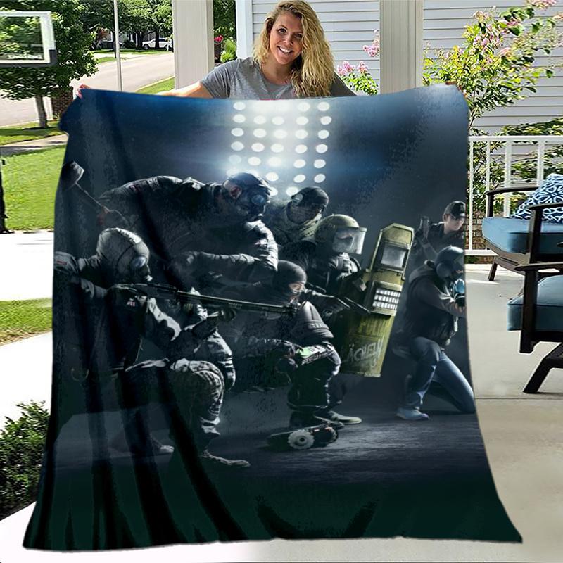 Rainbow Six Siege Theme Printed Blanket,Perfect for Couch, Bed, Travel & Outdoor Use | Machine Washable, Cozy & Durable.