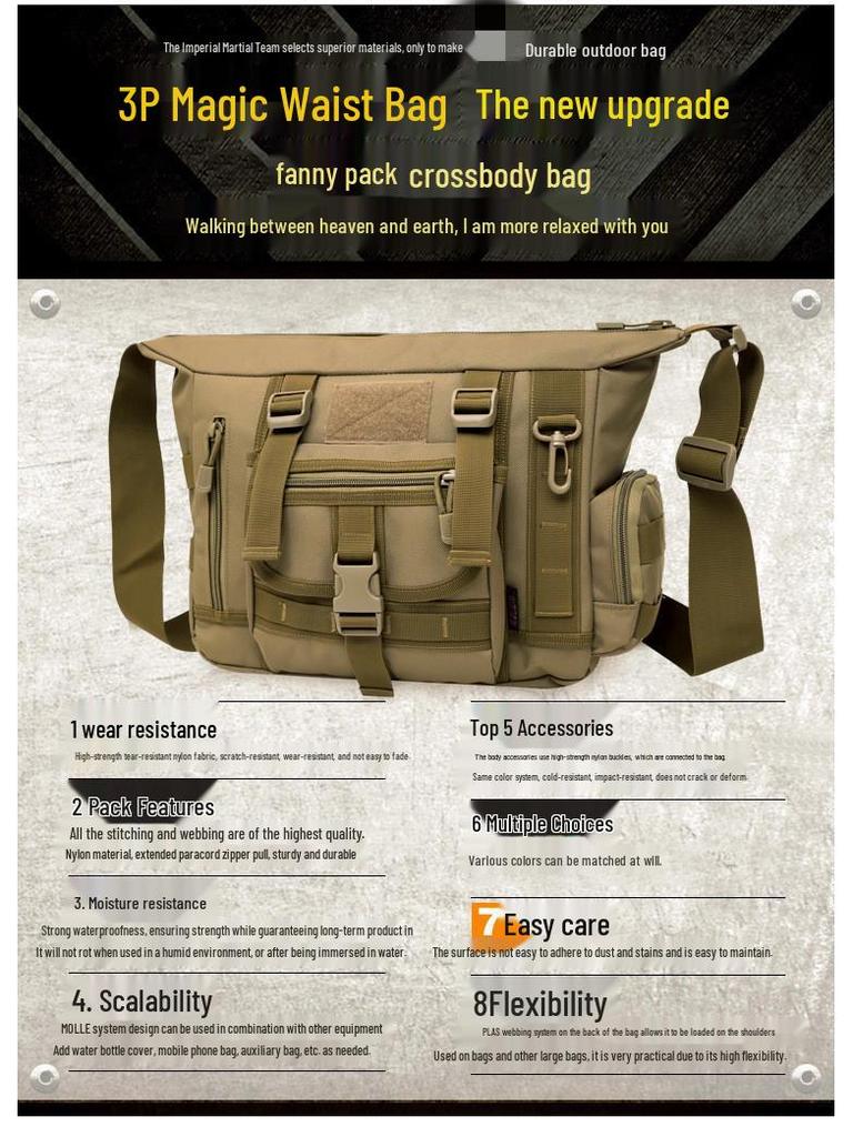 Men's 14-Inch Camouflage Laptop Bag, Casual Large Capacity Single Shoulder Crossbody Backpack