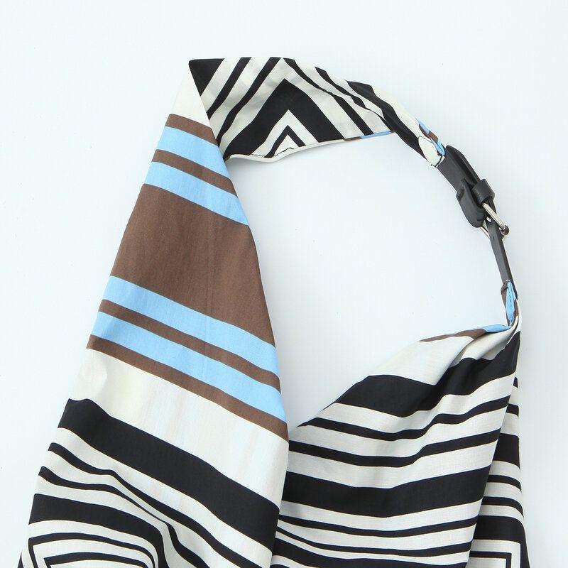 Fashion Style 2024 Autumn New Women's Clothing Easiest for Match Waistband Stripes Hanging Collar Poplin Tops 8402493