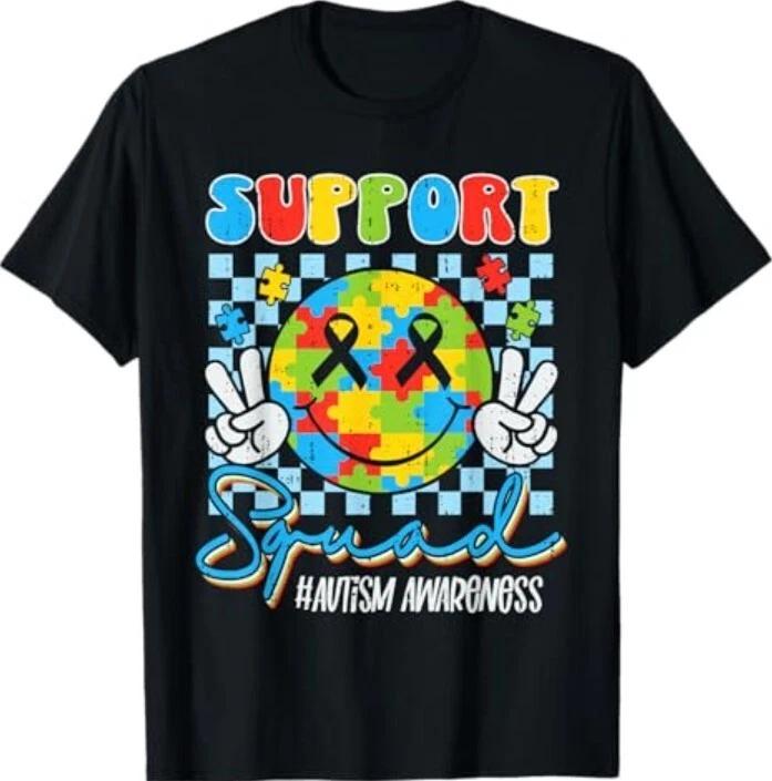 Support Squad Autism Awareness Smile Face Boys Girls Kids T-Shirt S