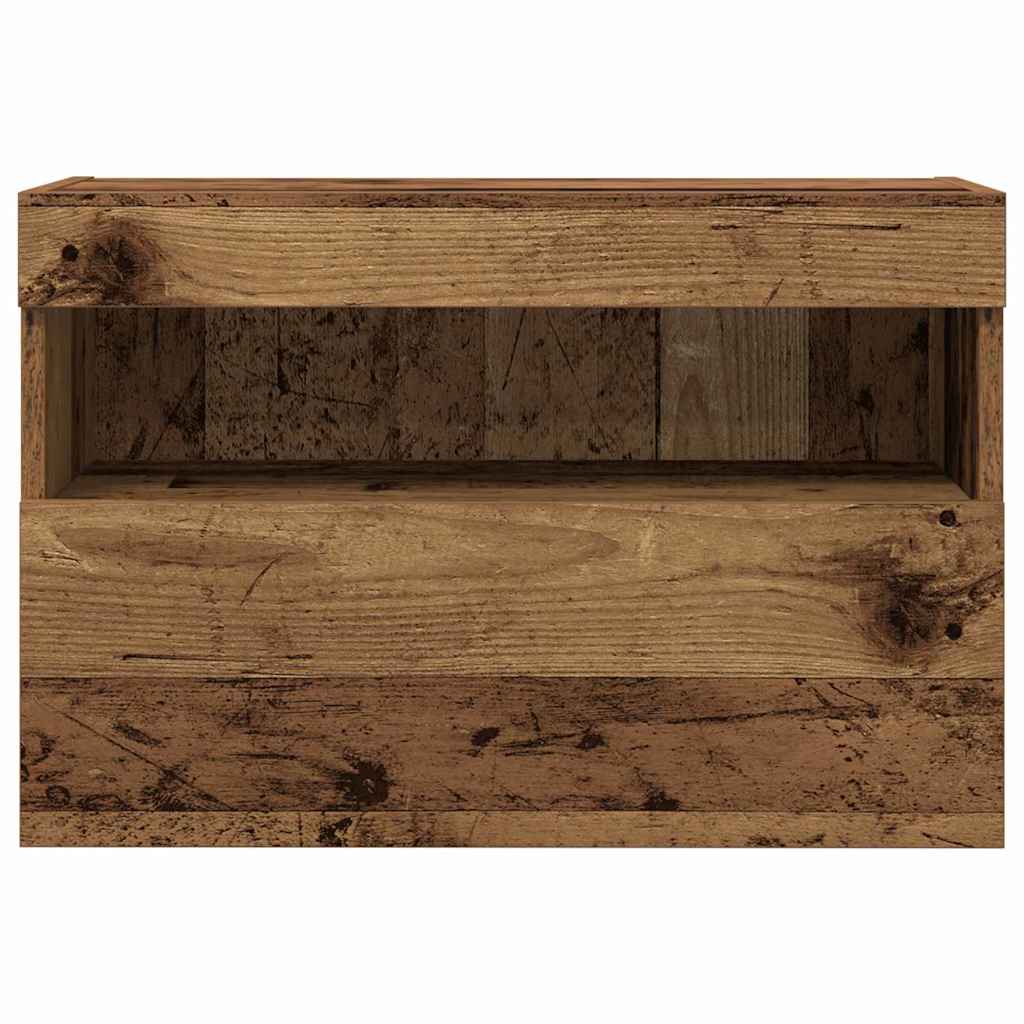 Wall Mounted TV Cabinet with LED Vintage Wood Finish 60 x 30 x 40 cm Engineered Wood