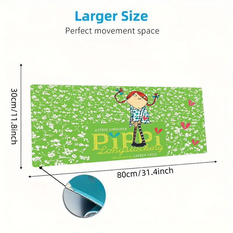 Pippi Longstocking Large Size Mouse Pad Large Gaming Table Cushion Non-slip Laptop Tablet Big Mousepad XXL Mat Mini PC Playmat With Lock Edge