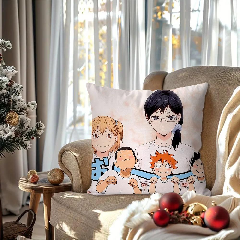 Haikyuue Hot Blooded Anime Pillow Case Square Pillow Bedroom Sofa Leisure Comfort Cushion Car Living Room Home Decoration 40X40
