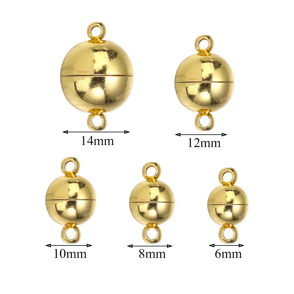 5Sets 6 8 10 12 14mm Copper Magnetic Clasps Ball Shape Strong Clasps For Necklace Connection DIY Leather Bracelet Jewelry Making