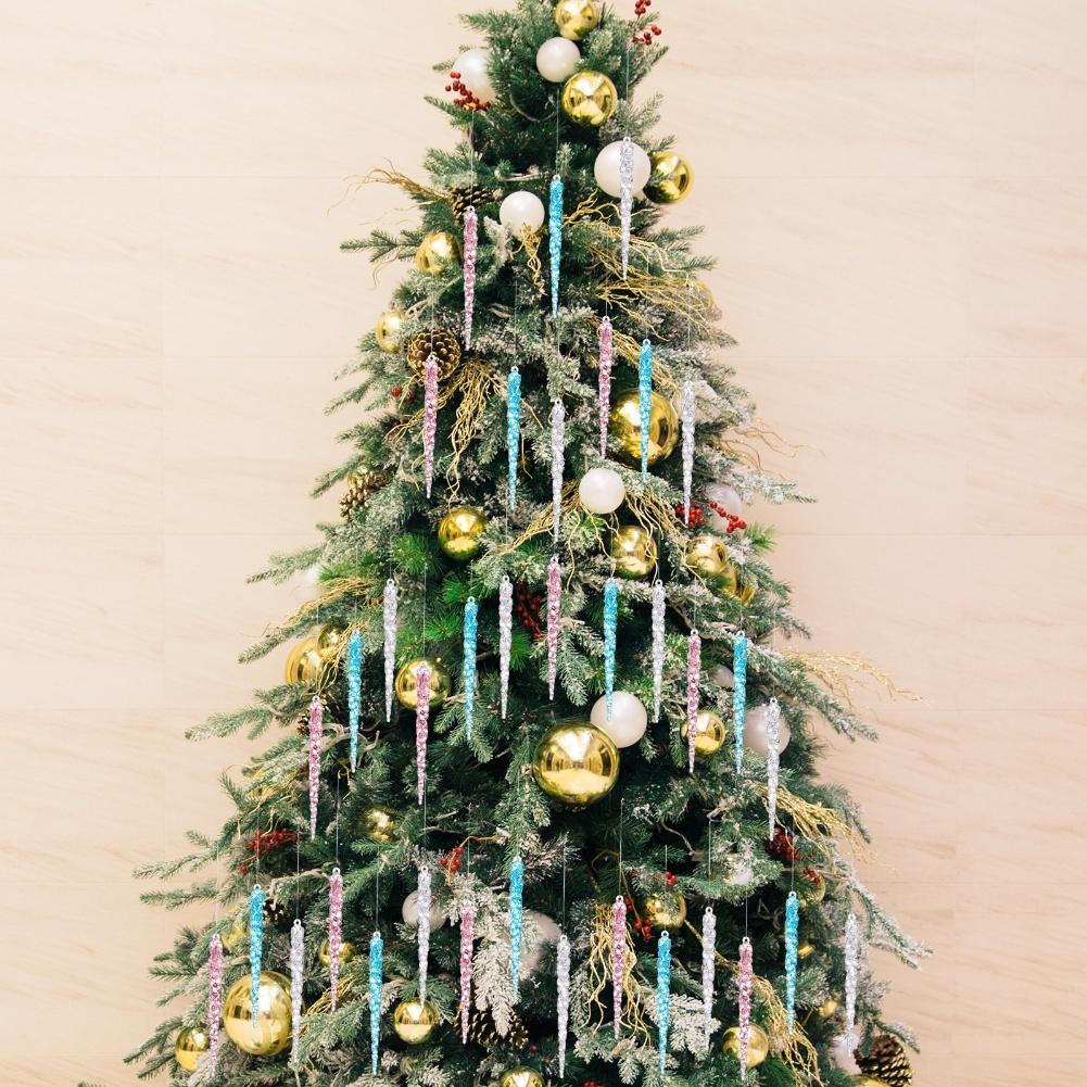 2436 Pieces Acrylic Hanging Icicles Drop Ornaments for Christmas Tree and Holiday Event Decor Featuring Lightweight Acrylic
