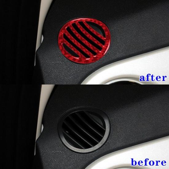 2x Red Carbon Fiber Car Inner Defogger Air Vent Sticker For Fiat 500 12 13 14 15