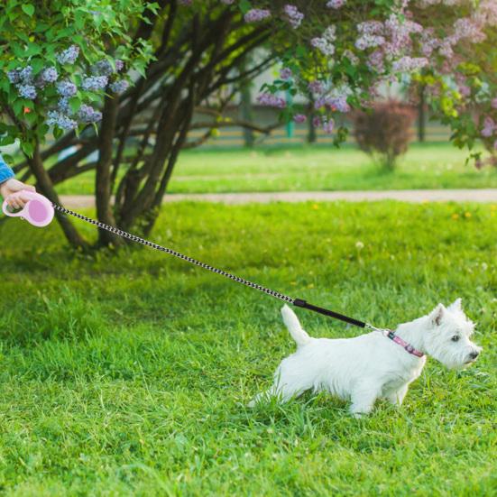 Retractable Dog Leash 16Ft Heavy Duty Nylon Rope Tangle-free Pet Leash Reflective Dog Leash with Handle One Button Control for Small Medium Dogs Walks