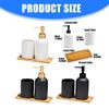 3PCS Ceramic Liquid Soap Dispenser with Storage Wood Tray Toothbrush Cup for Household Bathroom Organizing Essential