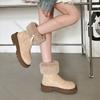 Comemore Fur Padded Thick-soled Snow Boots Women's 2025 New Winter Warm Cotton Shoes Casual Middle Heel Side Zipper Female Botas