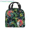 Large Lunch Bag Parrots On Branches Printed Insulated Lunch Box for Women and Men, Portable Lunch Box for Work Picnic Beach
